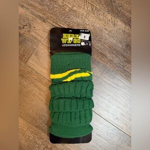 Green Yellow Striped Leg Warmers Retro 80s Dance Costume One Size